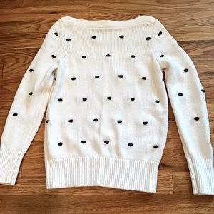 Loft White Sweater with Black Stitching